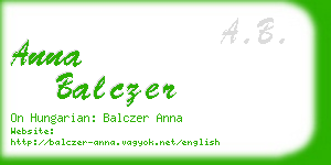 anna balczer business card